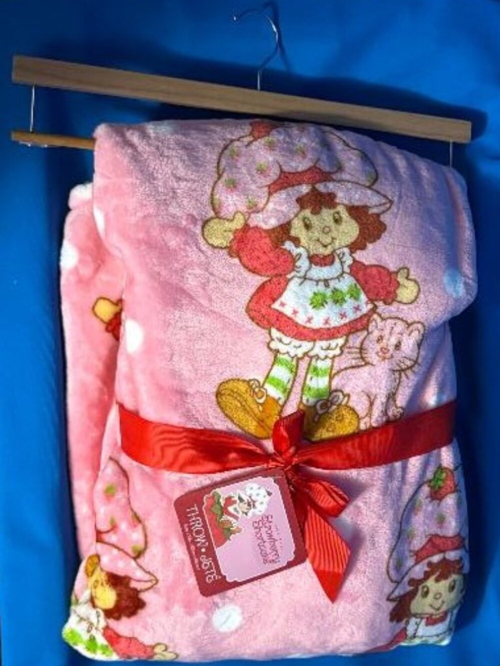 NEW BEAUTIFUL STRAWBERRY SHORTCAKE & KITTY CUSTARD 60" X 70" PLUSH THROW BLANKET - Picture 13 of 13
